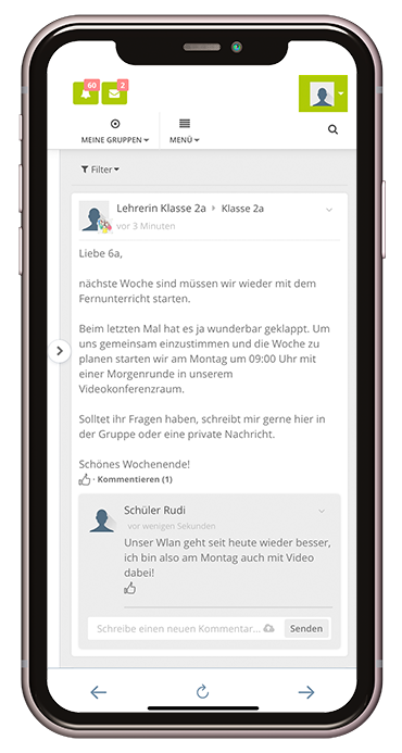 Nachricht an Schüler:innen in 4SchoolKidz
