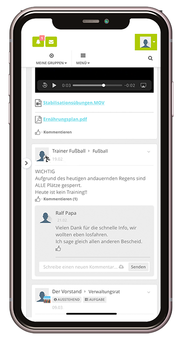 Newsfeed der Cluberei.App