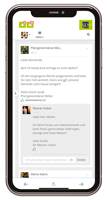 Gemeinde-Beitrag in der Himmels.App
