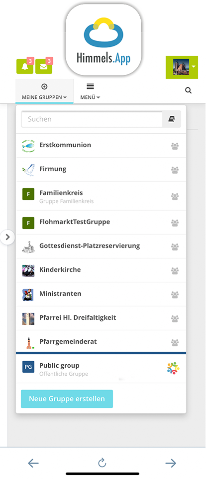 Gruppen in der Himmels.App